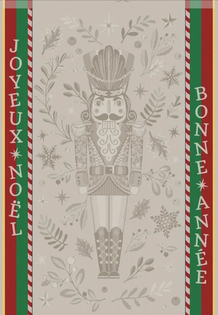 Torchon Jacquard Cérémonie coloris beige en coton - 50 x 70 cm