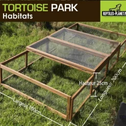 Tortoise Park pour tortue enclos extérieur grillagé en bois Reptile Planet – 200 x 100 x 25 cm