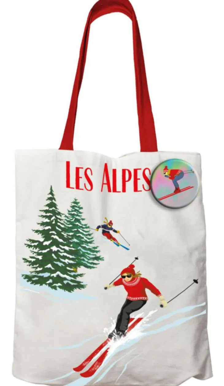 Tote bag en coton coloris multicolore Cartes d'Art les Alpes - 42 x 34 cm