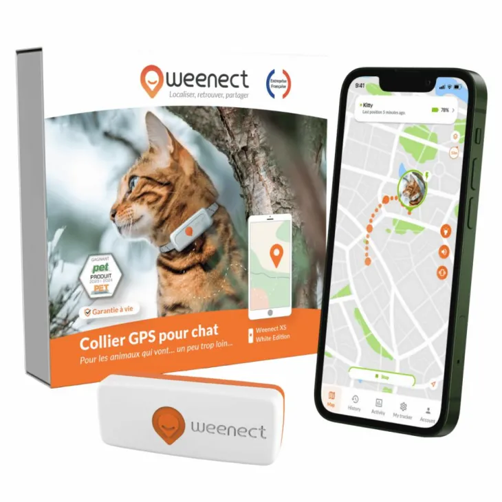 Traceur GPS pour chat coloris blanc Weenect