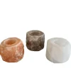 Trio porte-bougie naturel au sel de l'himalaya coloris orange