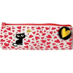 Trousse ronde chaton cœurs coloris multicolore Cartes d'Art