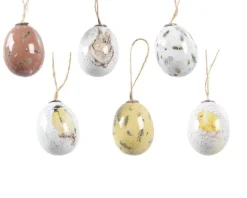 Œufs décorés à suspendre Ø 5 x H 7,5 cm - Les 6 pièces