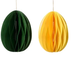 Œufs en papiers x 2 vert et jaune - Ø 4,5 x H 6 cm