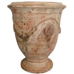 Vase Anduze patine ancienne en terre cuite émaillée H 38 x Ø 43 cm