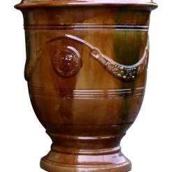 Vase Anduze tradition flammé en terre cuite émaillée H 80 x Ø 66 cm