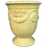 Vase Anduze tradition jaune en terre cuite émaillée H 38 x Ø 43 cm