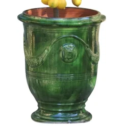 Vase Anduze tradition vert en terre cuite émaillée H 80 x Ø 66 cm