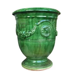Vase Anduze vert en terre cuite émaillée H 14 x Ø 12 cm