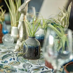 Vase bouteille coloris bleu en céramique - Ø 8 cm