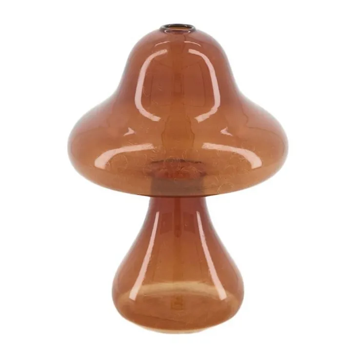 Vase champignon coloris marron en verre - Ø 12 cm