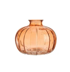 Vase citrouille coloris orange en verre – 10,7 x 10,7 x 9 cm (produit vendu à l'unité, livré aléatoirement parmi deux coloris)