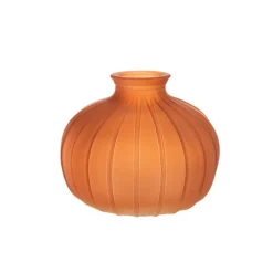 Vase citrouille coloris orange en verre – 10,7 x 10,7 x 9 cm (produit vendu à l'unité, livré aléatoirement parmi deux coloris)