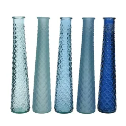 Vase coloris bleu en verre recyclé - Ø 7 cm