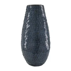 Vase en capiz et bambou FSC 100% en bambou bleu foncé - Ø 18 x H 38 cm