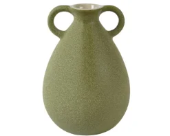 Vase en grès vert olive - Ø 13 x H 18,5 cm