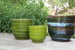 Vase en terre cuite émaillée vert Forêt Les Poteries d’Albi Rebord - Ø 35 x H 33 cm