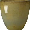 Vase en terre cuite émaillée artisanale coloris vert Deroma Tonkin Avocado 8/9 - Ø 46 x H 46 cm