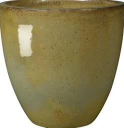 Vase en terre cuite émaillée jaune vert Deroma Tonkin Avocado 94,1 L - Ø 60 x H 54 cm