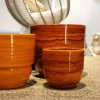 Vase en terre cuite émaillée orange Savane Les Poteries d’Albi Rebord - Ø 30 x H 27 cm