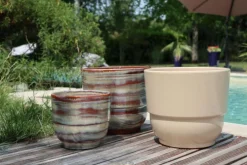 Vase en terre cuite émaillée crème Noisette Les Poteries d’Albi Rebord - Ø 30 x H 27 cm