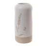 Vase floral en grès blanc - 8,5 x 18 x 8,5 cm