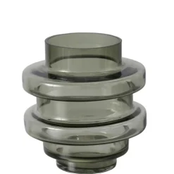 Vase gris en verre forme contemporaine Cytra - Ø 22 x 24 cm