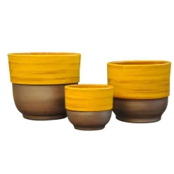 Vase rebord Ibiza Sunshine en terre cuite émaillée H 27 x Ø 30 cm