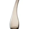 Vase soliflore courbé en verre coloris taupe Leonardo Luminosa - Ø 9,6 x H 30 cm