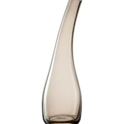 Vase soliflore courbé en verre coloris taupe Leonardo Luminosa - Ø 9,6 x H 30 cm