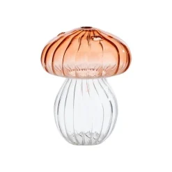Vase soliflore forme champignon en verre transparent - Ø 10 x H 13 cm