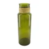 Vase vert olive en verre recyclé et raphia - Ø 15 x H 45 cm