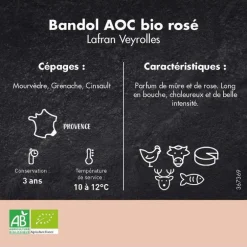 Vin rosé Bandol AOC bio - 75 cl