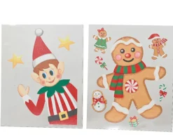 Vitrophanie personnages de Noël multicolores - 34,5 x 28,5 cm