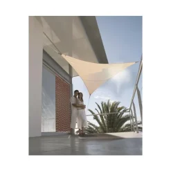 Voile d'ombrage triangulaire beige 3 m