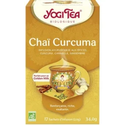 Yogi Tea Chaï curcuma en boîte carton de 17 sachets