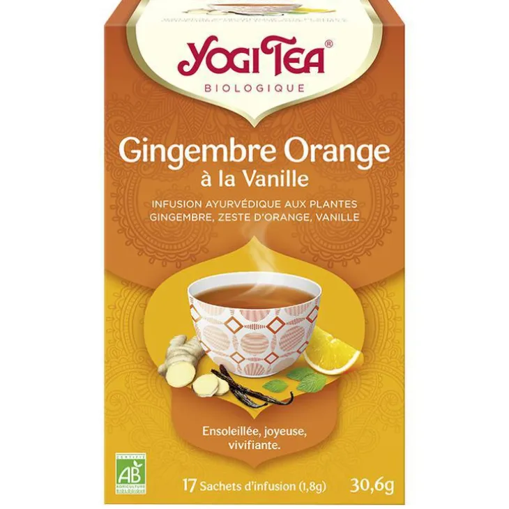 Yogi Tea Gingembre orange vanille – La boîte de 17 sachets