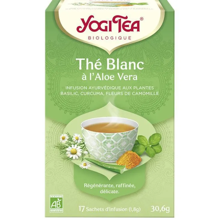 Yogi Tea Thé blanc aloé vera – La boîte de 17 sachets