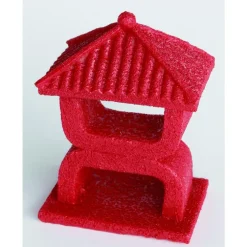 Zen Déco Mini Temple Rouge XS Résine 8x6x10,5 cm